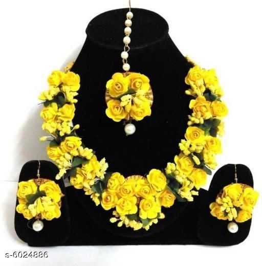 Yellow Rose Floral Jewellery For Haldi and Mehendi Ceremony - 1