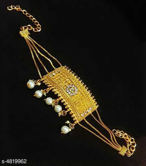 Beautiful Golden Traditional Bajuband /Armlet with Pearl - 1