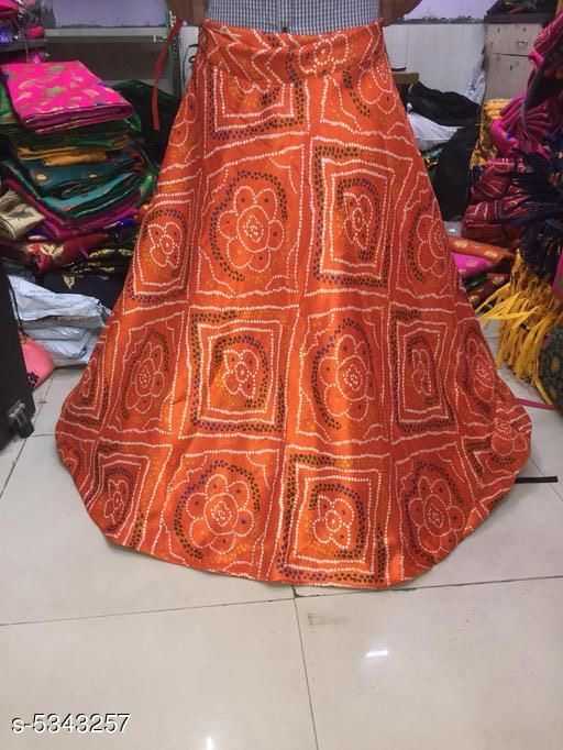 Stylish Women Traditional Printed Silk Ethnic Skirt - 1